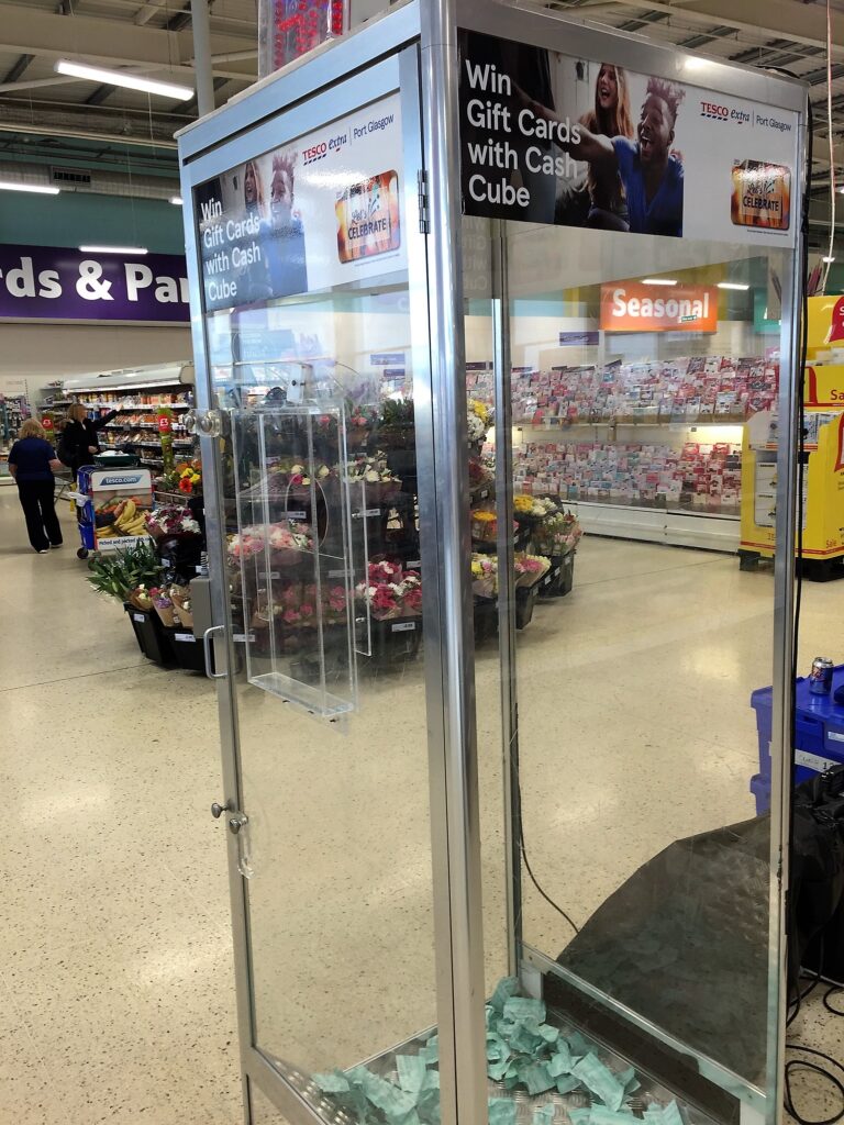 Cash Cube Hire for Promotions and Exhibitions 10 Cash Cube Money Blower Rental
